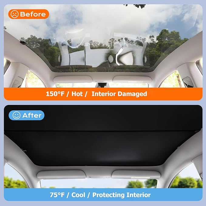 Tesla Model Y Sunshade Roof Never Sag Heat-Insulating, UV-Protective, Nano Ice-Crystal Coatings Interior Accessories for Tesla Model Y Juniper 2025-2026