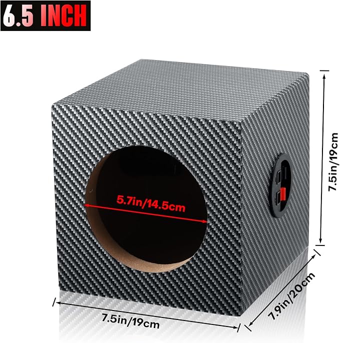 6.5in Speaker Enclosures, Premium Wooden Car Box Speaker Cabinets w/Sound-Absorbing Cotton & Speaker Spikes Pads Mat, American Car Audio Enclosures for Great Sound Quality for Home, Vehicle