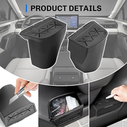 SXCY 2PCS for 2026 Toyota RAV4 Trash Can for 2026 Toyota RAV4 Accessories Silicone Front Door Side Trash Can [OEM-Fit] Garbage Bin Storage Box Waterproof Leak-Proof Trash Bin w/Lid Odor-Free Storage