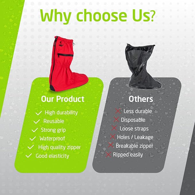 SEAL Waterproof Shoe Covers, Reusable Rain Shoe Covers with Slip Resistant Sole & Large Zippers, Rain Mud Snow Shoe Protector Covers for Men & Women