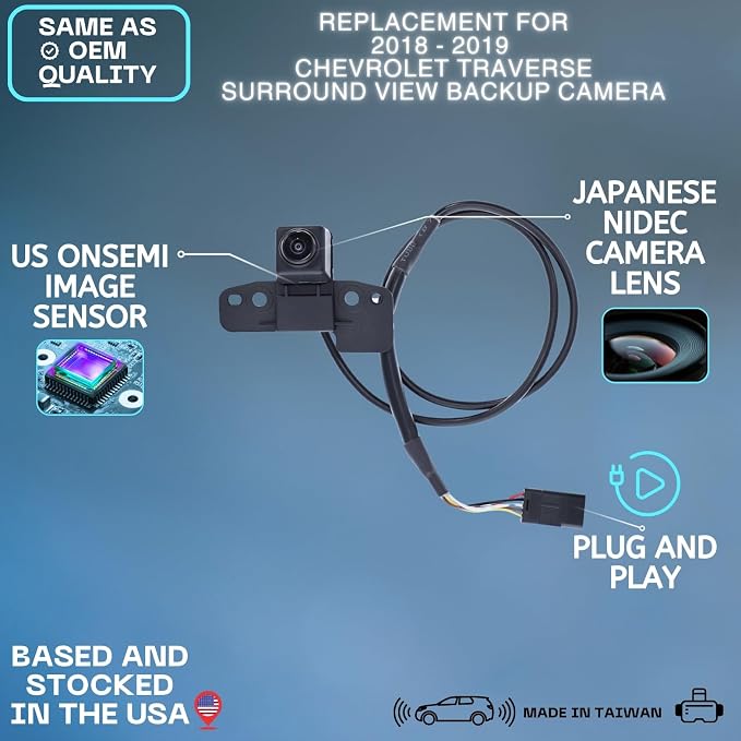 Backup Camera Replaces for 2018 2019 Chevrolet Traverse OE Part # 23165927