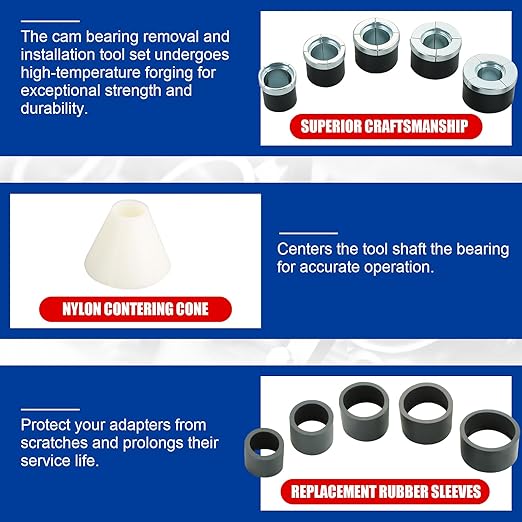 NYXOVA Cam Bearing Removal and Installation Tool Set, Camshaft Bearing Ranging from 1-1/8" to 2-2/3" for Most Domestic and Import Vehicle Trucks, Bearing Installation Tool