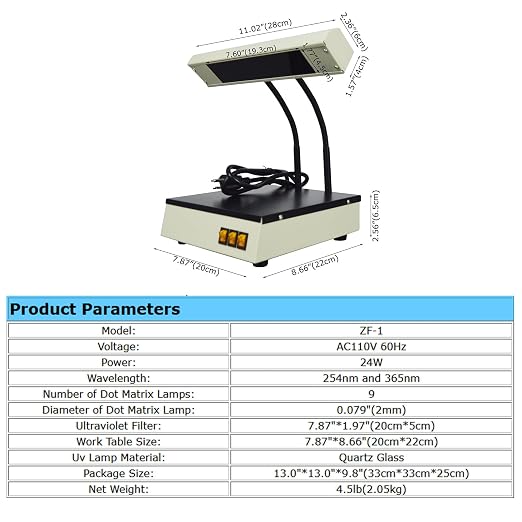 ZF-1 Desktop Ultraviolet Analyzer 110v 60hz Triplex Ultraviolet Analyzer UV Analysis Lamp 24W for Testing Different Products