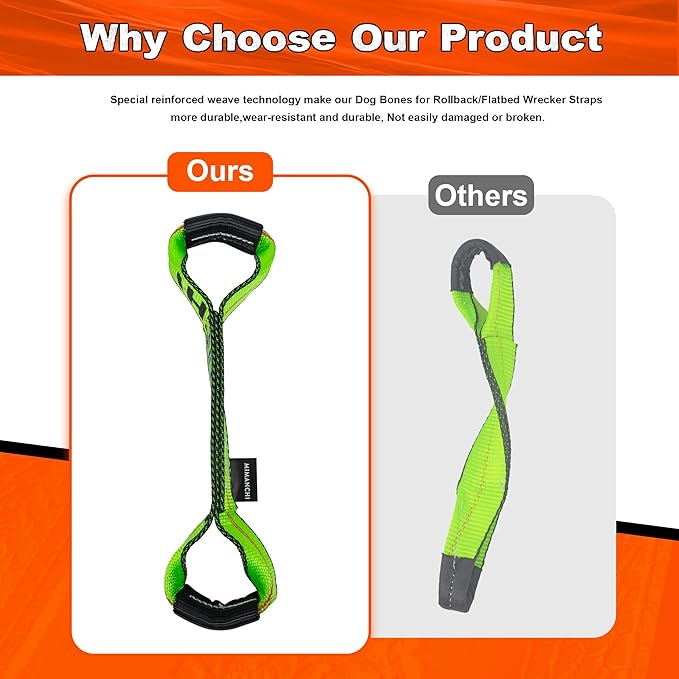 2"x16" Replacement Sewn Eye Loop Short Strap, 4Pack, Heavy-Duty Dog Bone Tow Truck Straps with Loops, for use with 8 Point Car Tie Down Kit, Axle Tie Down Straps