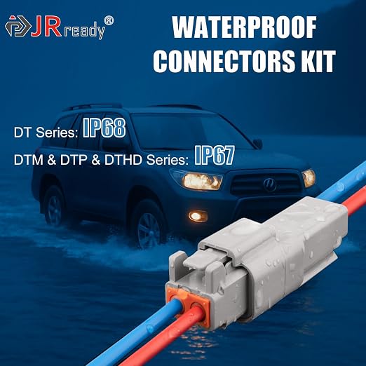 JRready DW4001 531PCS Deutsch Connector Kit with New Turret Deutsch Crimp Tool - DT/DTM/DTP/DTHD Connectors with Size 12/16/20 Solid Contacts (12-22AWG) for Automotive, Industrial, Marine Wiring