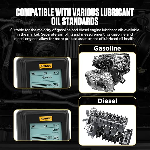 Engine Oil Quality Tester, Digital Transmittance Analyzer with Temperature Display for Gasoline and Diesel Engines, 2.8" HD Backlit Screen, 800mm Flexible Probe