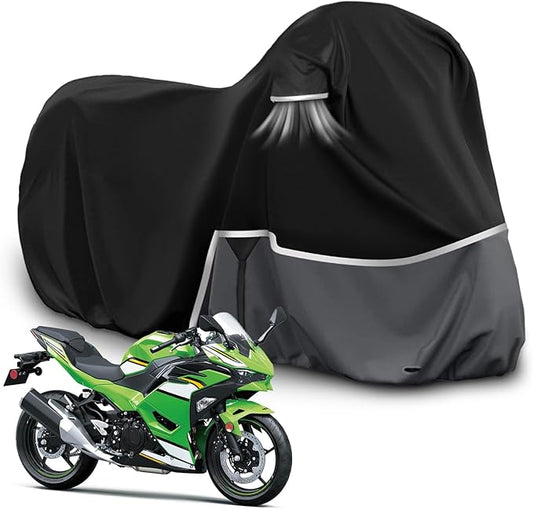 Waterproof Motorcycle Cover Replace for Kawasaki Ninja 400 500 650 Z900 Zx6r Street Without Trunk Model, 420D Oxford Cloth Motorcycle Cover for Snow Rain Dust Protection