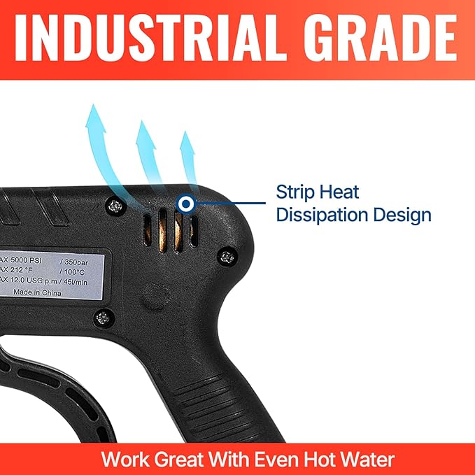 YAMATIC Pressure Washer Gun 5000 PSI - 3/8" Swivel Plug & M22-14mm Coupler, Power Washer Extension Wand Trigger Handle with 1/4" Quick Connect for Foam Cannon Car Wash