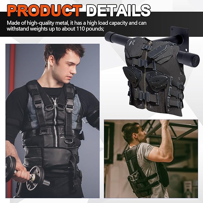 Yaocom Weight Vest Hanger Wall Mount Heavy Duty Tactical Gear Police Vest Holder Motorcycle Helmet Rack Stand for Gym Home Garage Train Armor Breastplate Backpack Organizers