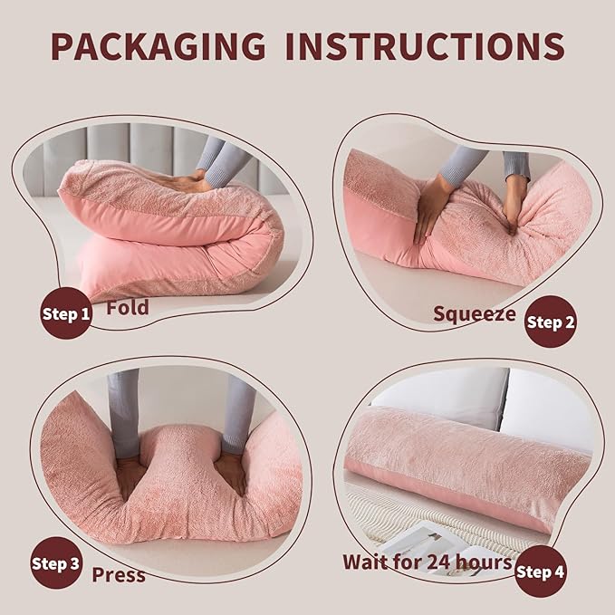 WhatsBedding Memory Foam Body Pillow with Plush Fuzzy Cover, Full Body Pillow for Adults, Long Pillow for Sleeping, Soft Pillow Fluffy Supportive