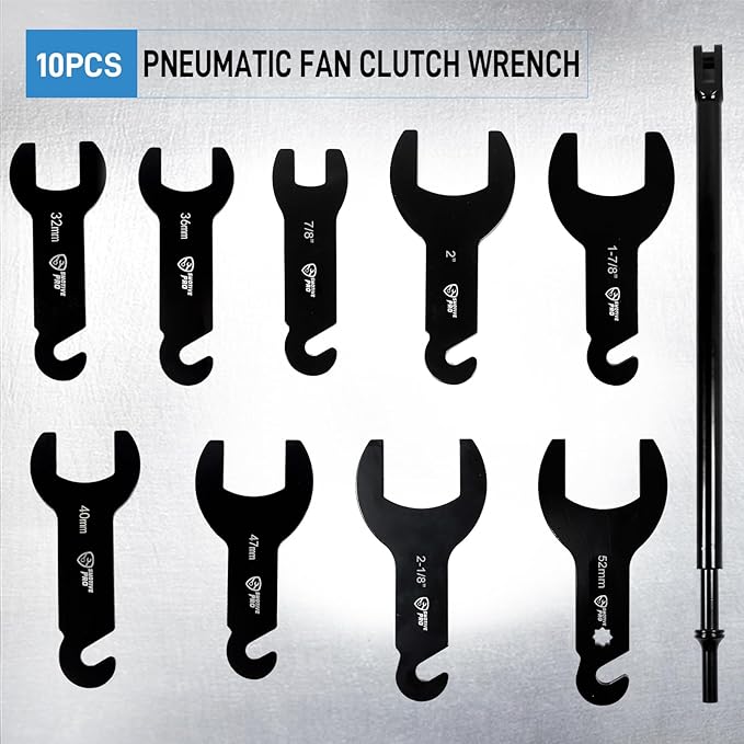SMOTIVEPRO 10Pcs Pneumatic Fan Clutch Wrench Set Removal Tool Kit, Auto Repair Spanner Kit Installs Fan Clutch Compatible with Ford, GM and Jeep Vehicles