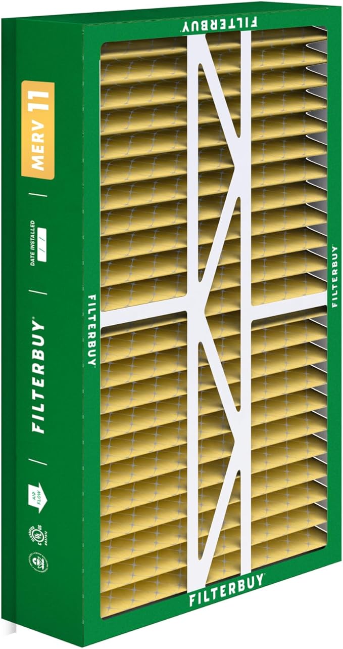 Filterbuy 17.5x27x5 Air Filter MERV 11 Superior Pet & Allergy Defense (1-Pack), Pleated HVAC AC Furnace Filters for Trane Perfect Fit & American Standard (Actual Size: 17.13 x 26.13 x 4.97)