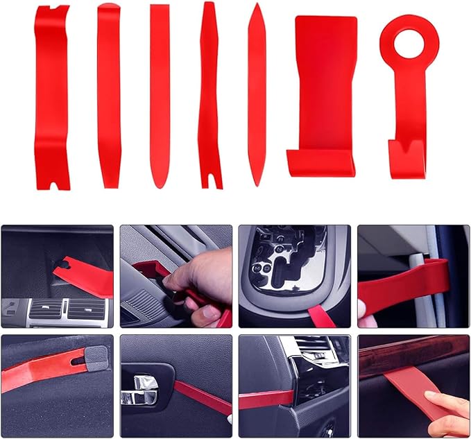 25 PCS Car Tool Kit,Magnetic Flexible Claw Grabber Pickup Tool with Bright LED Light