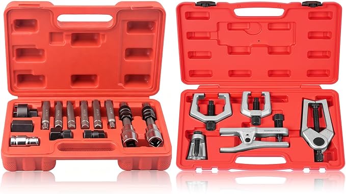 DAYUAN 13 Pc Alternator Freewheel Pulley Car Garage Tool Kit Bundle with 5pcs Professional Front End Service Tool Kit