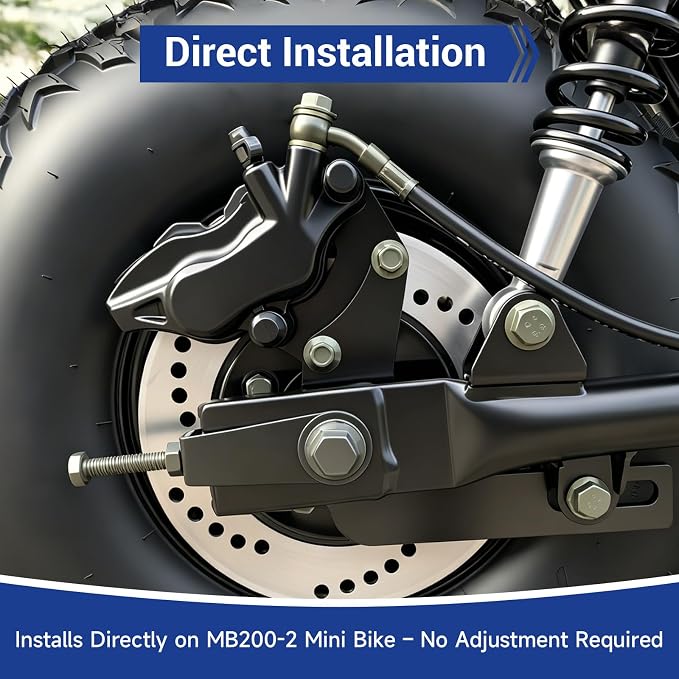 Mini Bike Rear Hydraulic Brake Kit Compatible with Trailmaster Hurricane 200x MB200-2 196cc 6.5hp 6hp Minibike with Brake Caliper 7/8" Left Master Cylinder Hardware Parts