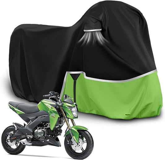 Waterproof Motorcycle Cover Replace for Kawasaki Z125/Z125 Pro/KLX 110 Models, 420D Oxford Cloth Motorcycle Cover for Snow Rain Dust Protection