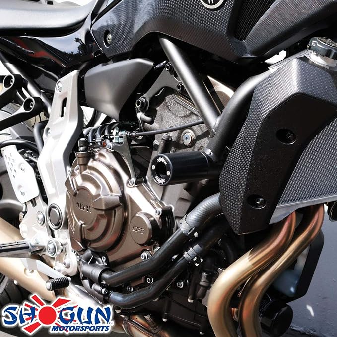 Shogun USA Made Yam FZ-07 FZ 07 2015 2016 2017 MT-07 MT07 & XSR700 2018 2019 2020 2021 2022 2023 2024 2025 2026 Black PA2 No Cut Frame Sliders Fits ABS & NON ABS Models - 715-6419