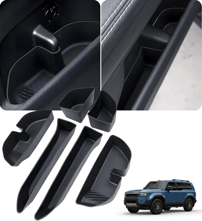 6PCS Door Side Organizer Storage Tray for Toyota Land Cruiser Prado 250 J250 LC250 2026 2025 2024 Interior Accessories, Front & Rear Door Storage Insert Tray for 2024-2026 Land Cruiser, Black