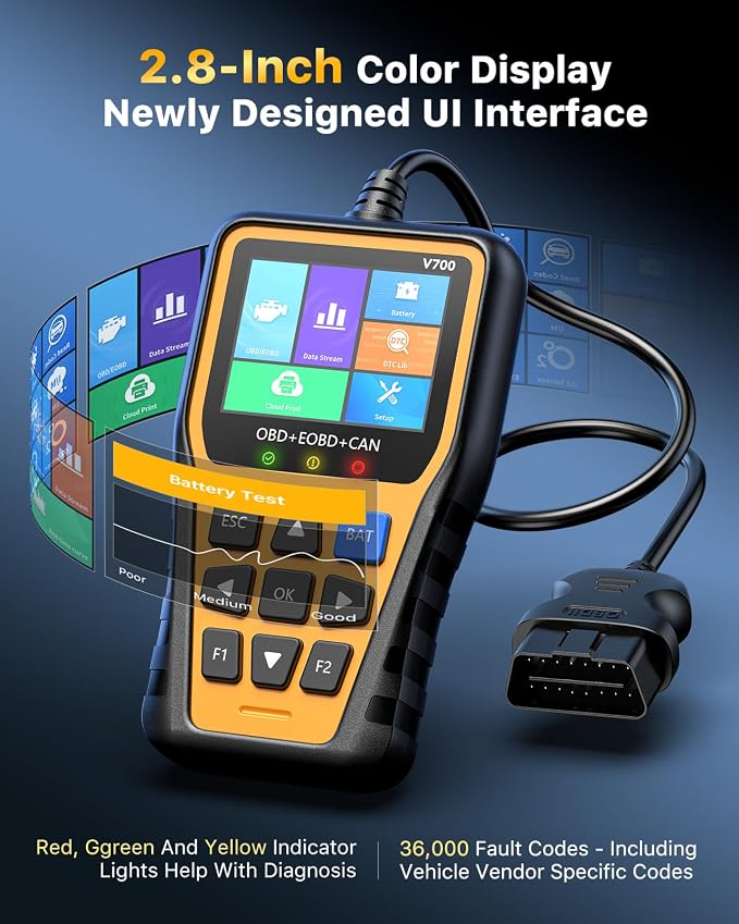 OBD2 Scanner - Enhanced Fixd Car Diagnostic Tool with Battery Tester Car Code Reader That Can Print Data to The Cloud Reads and Clears Engine Error Codes for All OBD II Protocol Vehicles Since 1996