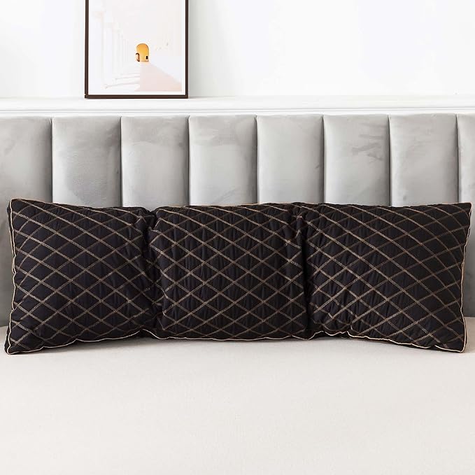 WhatsBedding Memory Foam Body Pillow for Adults, Long Pillow for Sleeping, Full Body Pillow for Bed - Black Quilted