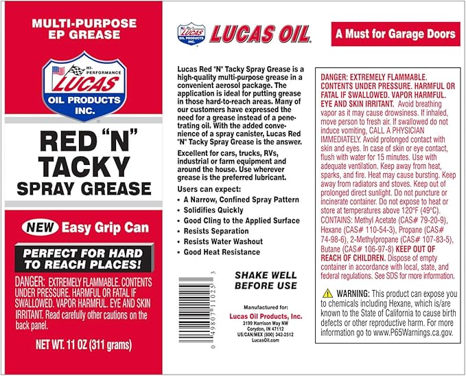 Lucas Oil 11025 Red N Tacky Easy Grip Aerosol Spray - 11 Ounce (Pack of 12)