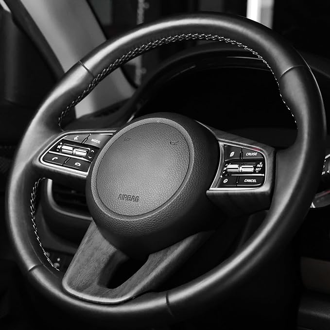 YOUTOOCAR Steering Wheel Cover Trim Compatible with Kia Seltos 2021-2023 Accessories (Wood Grain)