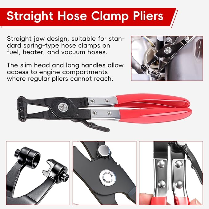 6 Piece automotive electrical disconnect pliers kit, Electrical connector removal tool for Cars, professional hose clamp kit, Plug Release & Wire Terminal Remover, Clip Removal Tools, with Storage Bag