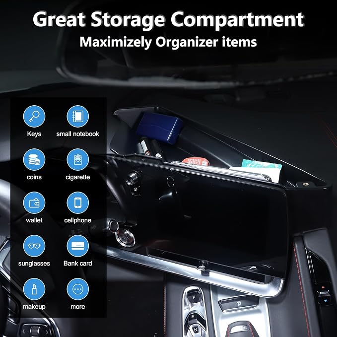 Sekhyna Navigation Screen Back Storage Box Compatible Chevrolet Corvette C8 2020-2025,Dash Organizer Tray,Center Console Phone Insert Auxiliary Storage Tray Interior Accessories (Without Phone Mount)