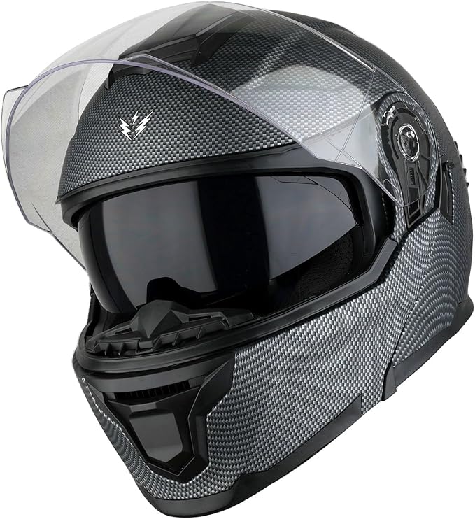 1Storm Motorcycle Street Bike Modular/Flip up Dual Visor Sun Shield Full Face Helmet HJK920