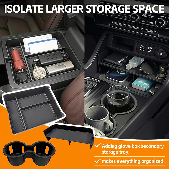 Center Console 3PCS Organizer Compatible with 2023-2026 Honda Pilot&2026 Honda Passport Cupholder Storage Box Cup Holder for Pilot Passport Accessories