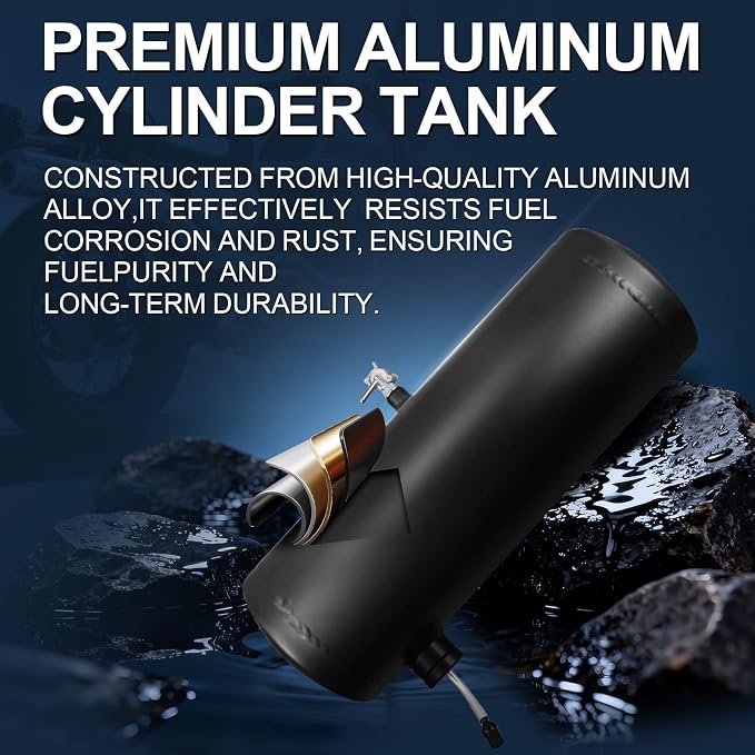 Black Gas Tank Fuel Tank Aluminum Cylinder 6 x 18" Center Fill 2 Gallon minibike gas fuel tank For Golf Cart ,Motorcycle ,Dune Buggy ,mini bike ,go kart