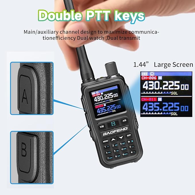 BAOFENG UV5RMINI Two Way Radio NOAA Weather Radio Dual PTT 999CH Survival Radio APP Programming Copy Frequency Ham Radio