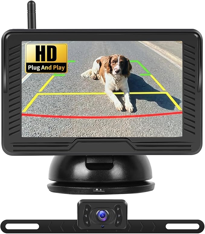 Wireless Backup Camera, 4.3" Easy Setup Plug-Play, AHD Screen Reverse Rear Camera, IP69 Waterproof, Clear Night Vision, Infrared, Long Range with Monitor System for Car Truck SUV