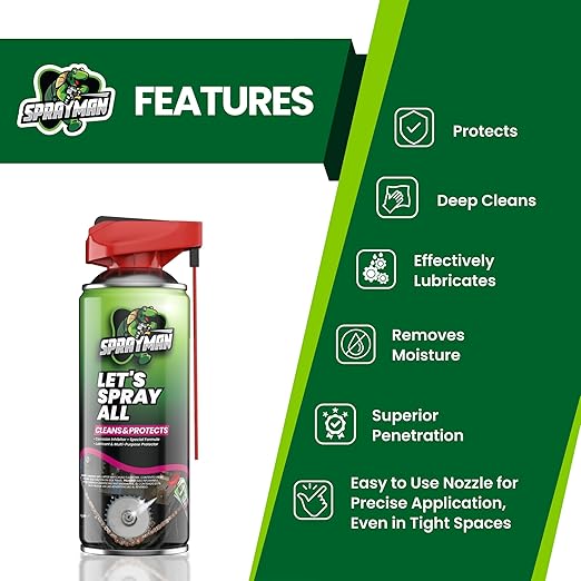 Sprayman Let's Spray All Corrosion Inhibitor (12x11 oz.) Long-Lasting Penetrating Oil & Multi-Use Product Lubricant, Ideal for Door Hinges, Garage Doors, & 360-Degree Swivel Nozzle | 12 Pack