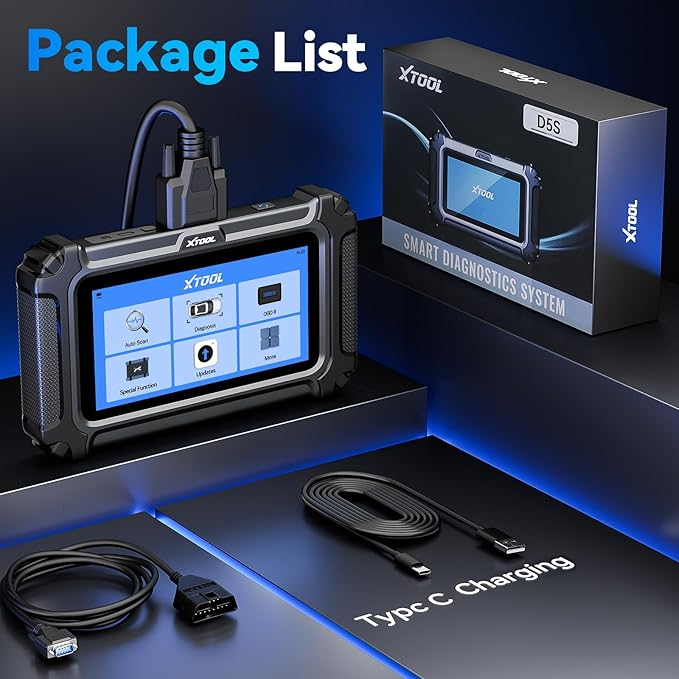 XTOOL D5S OBD2 Scanner with Touchscreen: Code Reader for Cars & Trucks with 16 Resets, Crank Sensor Relearn, Throttle Relearn, EPB, FCA, CAN FD for GM, Engine ABS SRS Transmission Car Diagnostic Tool