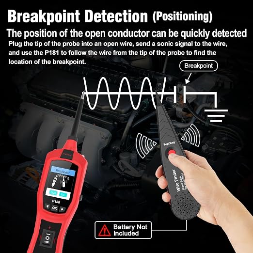 Circuit Breaker Finder Tool, Battery Tester, AC DC Voltage Tester, Fuel Injector Tester, 9V-30V Automotive Circuit Tester with 40FT Cable, P180