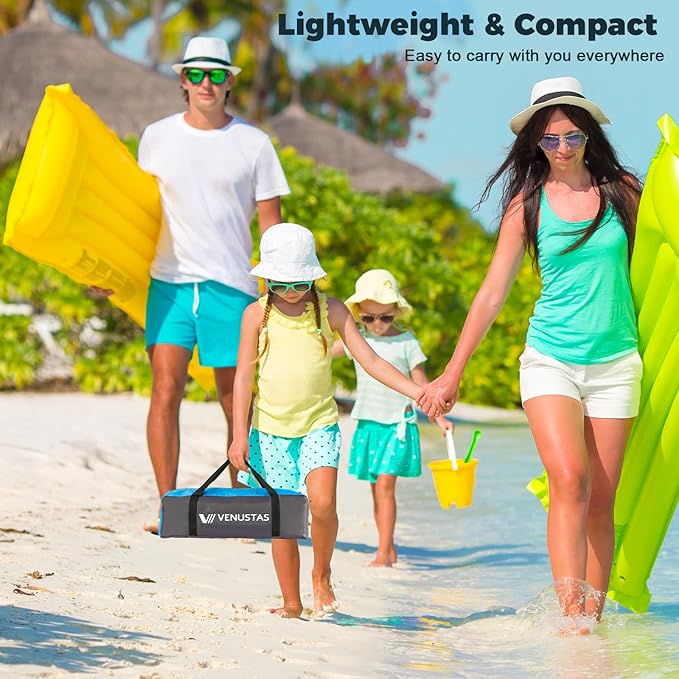 Venustas Beach Tent Sun Shelter for 3/4/6/8 Person, UPF 50+ UV Protection Beach Canopy, Lightweight and Easy Setup Cabana, Portable Shade Tent