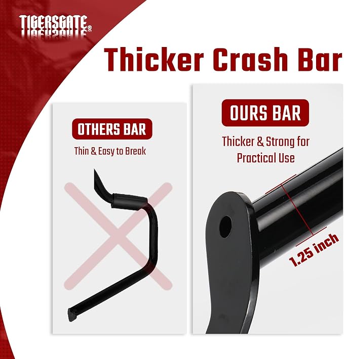 Softail Engine Guard Crash Bar 1.25" Fat Mustache Guard Highway Bar Designed for 2000-2017 Harley Heritage Softail Classic Deluxe Fat Boy FLSTF Models, with Anti-Slip Pedals, Black