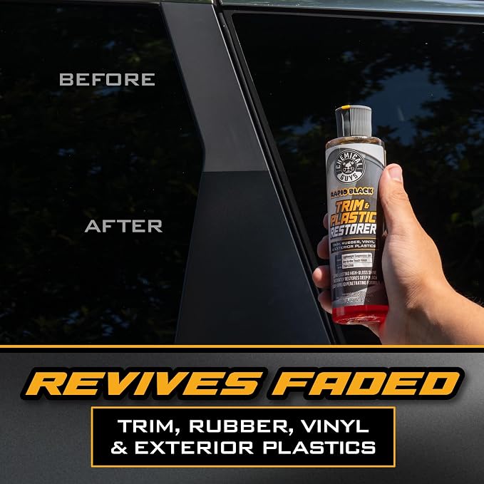 Chemical Guys Black Trim Restorer Gel Kit for Exterior Plastic, Rubber, and Vinyl, Restores Faded Trim with Deep Black Finish, Controlled Gel Application System