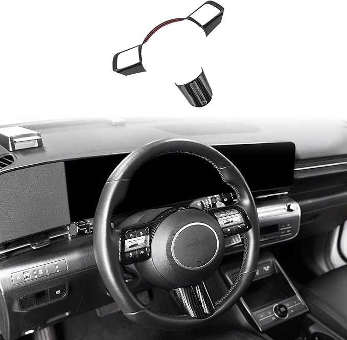 Steering Wheel Button Frame Cover Compatible with Hyundai Sonata 2025 Hyundai Kona 2024-2025 Hyundai Tucson 2025 Accessories (Carbon Fiber Pattern) (Not Suitable for N line)