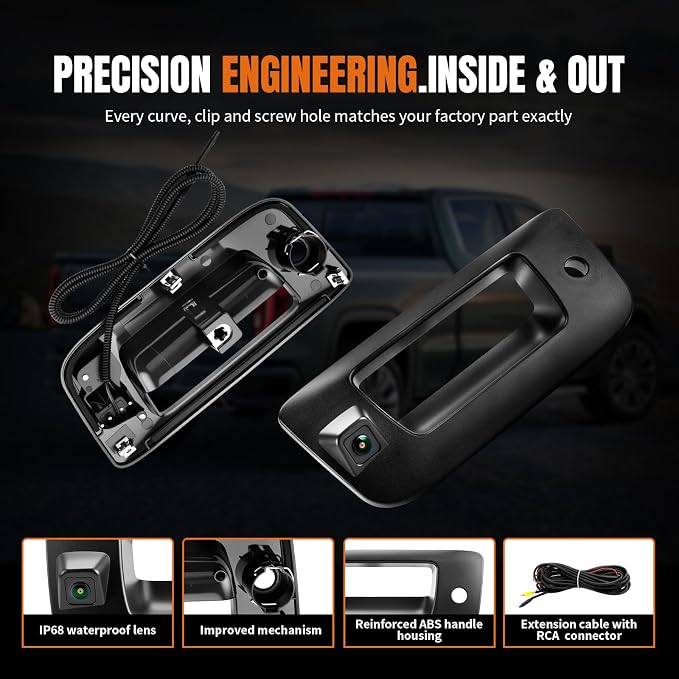 LCWRGS Tailgate Handle Backup Camera for Chevy Silverado & GMC Sierra | 2007-2014 Night Vision Wide-angle Waterproof Rear View Camera Tail gate Handle Key Hole OE# 22755305