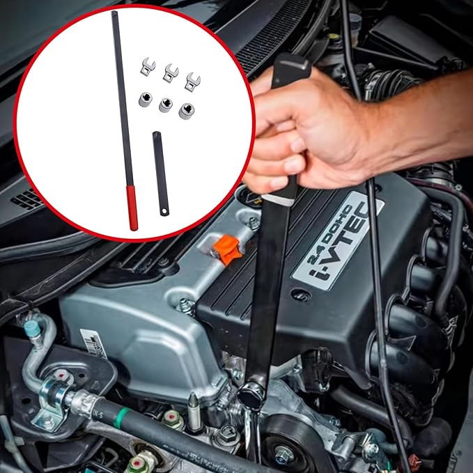 8PCS Universal Serpentine Belt Tool Kit - 3/8" & 1/2" Drive Belt Adjust Tightener Wrench Set for Automotive Repair & Maintenance