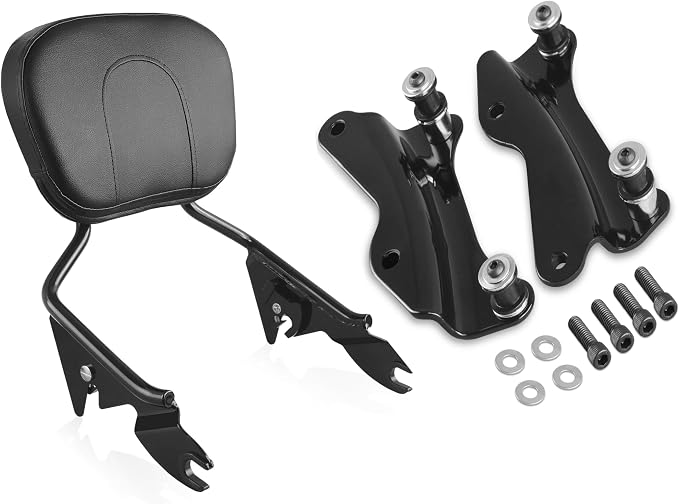 Detachable Sissy Bar with 4 Point Docking Hardware Kits (Black) | Passenger Backrest, 2014-2026, Fit for Harley Touring,for Electra Glide,for Road Glide,for Road King,for Street Glide