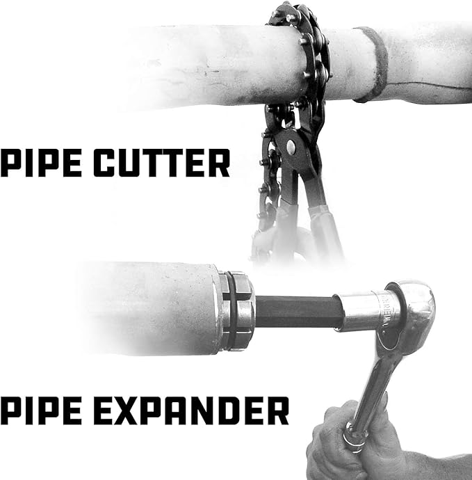 Powerbuilt Exhaust Tool Kit, Replace and Repair Vehicle Exhaust Pipes, Remove Dents, Chain Cutter, Expander, 2 Piece Set - 648634
