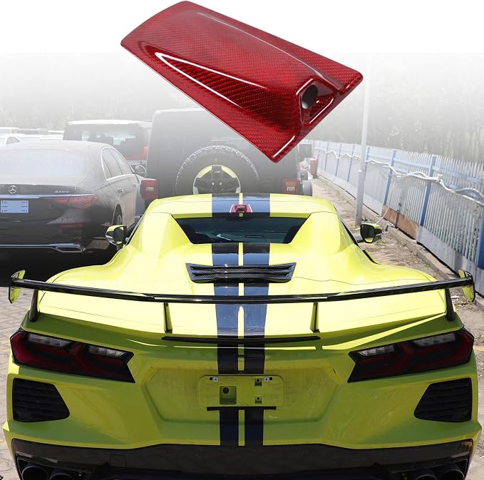 Roof Top Backup Cameras Cover Trim Compatible with C8 Corvette Convertible Z06 Z51 2020-2023 Real Carbon Fiber 1PCS Reversing Camera Protection Cover Trim Accessories (Red Carbon)