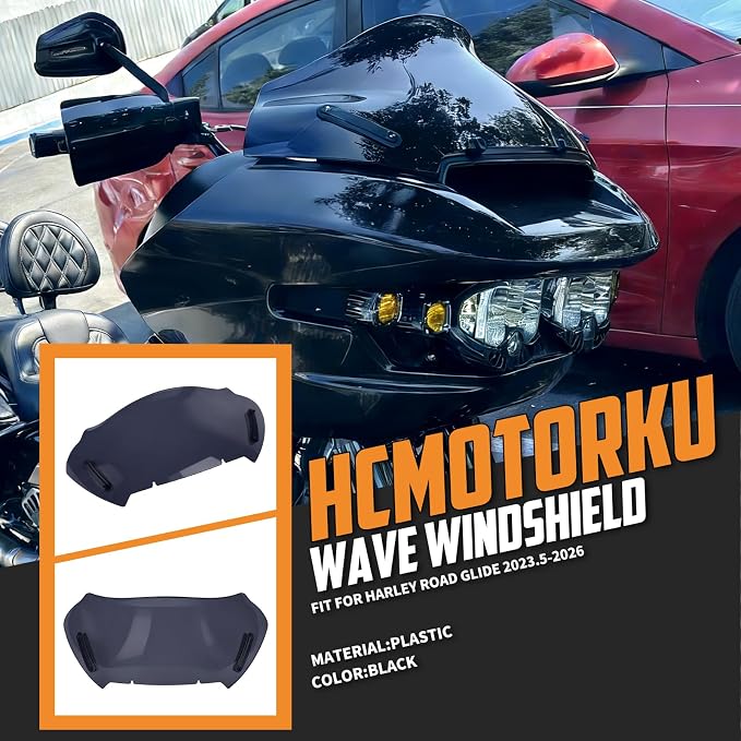 10" Windshield Windscreen Wind Splitter Fit For Harley Road Glide 2023.5-2026 Black