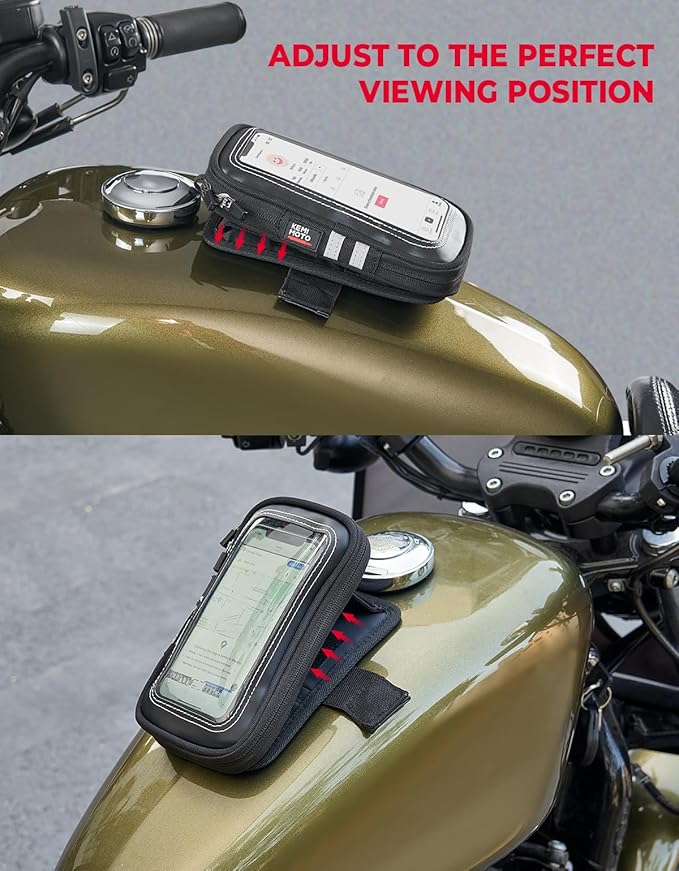 KEMIMOTO Magnetic Motorcycle Phone Case Tank Bag Phone Holder Water-Resistant Breathable Gas Small Phone Bag Case Adjustable Angle Touch Screen Cell Phone Mount Universal up to 6.3 Inch