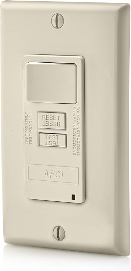 Leviton AFCI/Switch Combination, 15 Amp, Self Test, LED Indicator Light, AFSW1-T, Light Almond