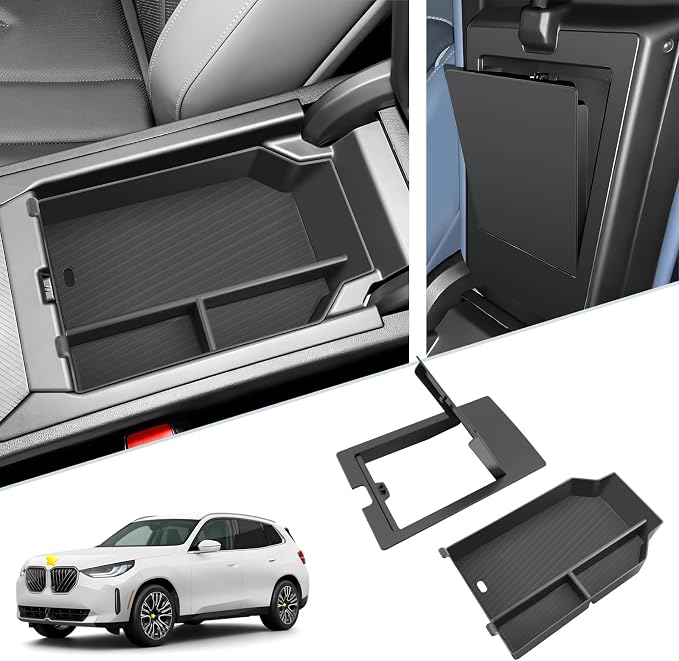 SKTU 2Pcs for 2025 2026 BMW X3 Center Console Organizer for 2025 2026 BMW X3 (30 xDrive/M50 xDrive) Console Tray Hidden Box 2025 2026 X3 Privacy Storage Box BM W X3 2025 2026 Accessories