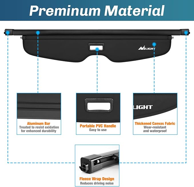 Nilight Trunk Cargo Cover for Chevrolet Blazer 2019 2020 2021 2022 2023 2024 2025, Retractable Security Shade Rear Cargo Cover, with Trunk Storage Net